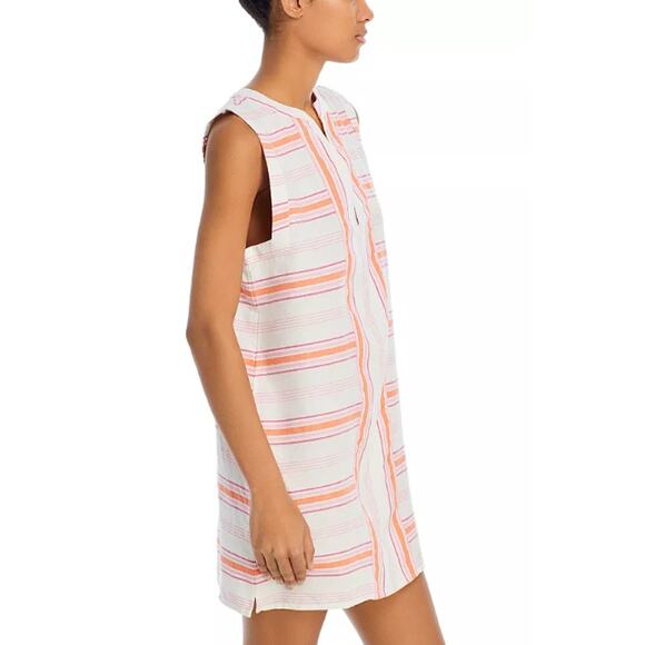 NEW Echo Callista Stripe Shift Mini Dress Large Cotton Pockets Summer Coverup - Picture 2 of 11